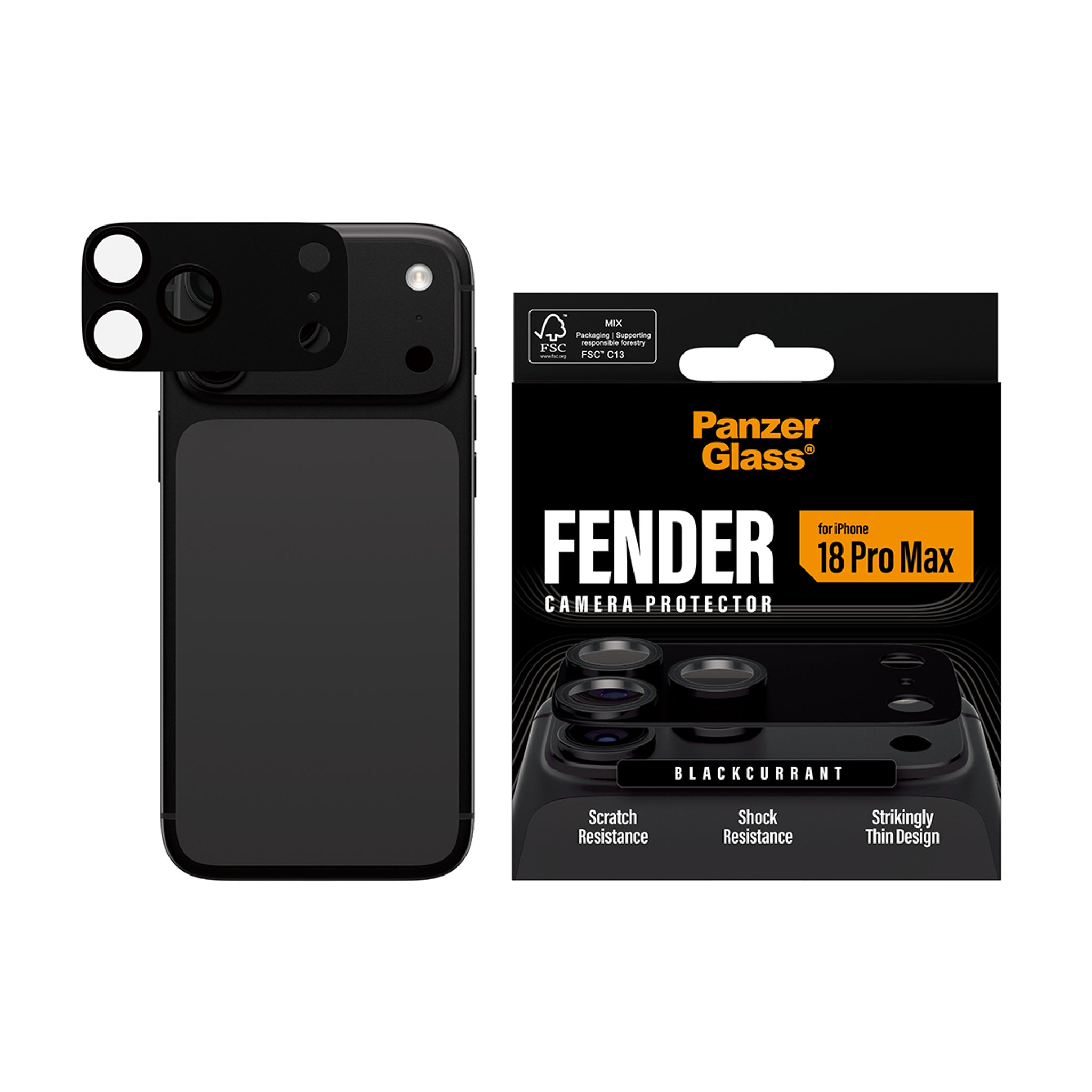 PanzerGlass® Fender Kameralinsebeskytter Blackcurrant iPhone 18 Pro Max